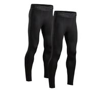 DANISH ENDURANCE Compression Leggings Men, Quick-Dry Anti-Chafing Running Tights, for Gym & Training, 2 Pack, Black, L