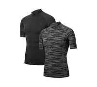DANISH ENDURANCE Compression Shirt Men, Quick-Dry Compression T Shirt Men with Breathable Mesh, 2-Pack, Multicolour (1xblack, 1xgrey Camo), M