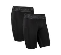 DANISH ENDURANCE Compression Shorts Men, Running Leggings, Quick Dry, Gym & Workout, Anti Chafing, 2-Pack, Black, S