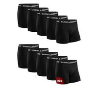 DANISH ENDURANCE Cotton Boxers for Men with Optional Fly, Stretchy Men's Underwear Trunks, 10 Pack, Black - 10 Pack, M