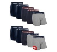 DANISH ENDURANCE Cotton Boxers for Men with Optional Fly, Stretchy Men's Underwear Trunks, 10 Pack, Multicolour (4xnavy, 3xnavy/Bordeaux, 3xgrey/Navy) - 10 Pack, XXL