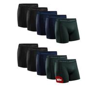 DANISH ENDURANCE Cotton Boxers for Men with Optional Fly, Stretchy Men's Underwear Trunks, 10 Pack, Multicolour (4xblack, 3xblue Melange, 3xgreen) - 10 Pack, 3XL