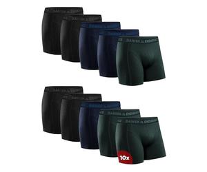 DANISH ENDURANCE Cotton Boxers for Men with Optional Fly, Stretchy Men's Underwear Trunks, 10 Pack, Multicolour (4xblack, 3xblue Melange, 3xgreen) - 10 Pack, XXL