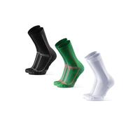DANISH ENDURANCE Cushioned Running Socks for Long Distances, Crew Socks, for Men & Women, Unisex, 3 or 5 Pack, Multicolour (1x Black/Grey, 1x Green, 1x White), 6-8