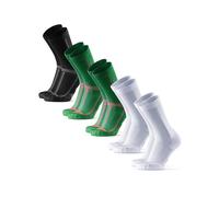 DANISH ENDURANCE Cushioned Running Socks for Long Distances, Crew Socks, for Men & Women, Unisex, 3 or 5 Pack, Multicolour (1x Black/Grey, 2x White, 2x Green), 3-5