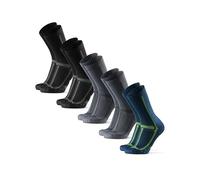DANISH ENDURANCE Cushioned Running Socks for Long Distances, Crew Socks, for Men & Women, Unisex, 3 or 5 Pack, Multicolor (2xBlack/Grey, 2xGrey/Black, 1xBlue/Yellow), 13-15
