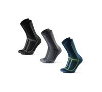 DANISH ENDURANCE Cushioned Running Socks for Long Distances, Crew Socks, for Men & Women, Unisex, 3 or 5 Pack, Multicolour (1x Black-Grey, 1x Grey-Black, 1x Blue-Yellow), 48-51