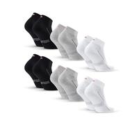 DANISH ENDURANCE Cushioned Sport Socks, Organic Cotton, Quarter Socks, for Men & Women, Unisex 3 or 6-pack, Multicolour (2xBlack, 2xGrey, 2xWhite) 6-pack, 9-12