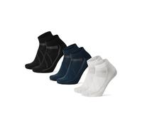 DANISH ENDURANCE Cycling Socks for summer, Breathable Ankle Length Road Cycling Socks, for Men & Women, Unisex, 3 Pack, Multicolour: 1 x White, 1 x Black, 1 x Blue, 3-5