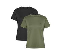 DANISH ENDURANCE Gym Top, Sports T-Shirt for Workout & Running, Lightweight & Quick Dry Activewear for Women, Multicolour (1xBlack,1xOlive) 2-Pack, Medium