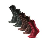 DANISH ENDURANCE Hiking Socks, Breathable Merino Wool Walking Socks, for Men & Women, Unisex, 3 or 5 Pack, Multicolour (2xGreen, 2xOak Brown, 1xRed), 3-5