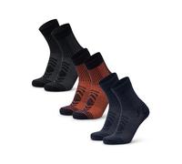 DANISH ENDURANCE Hiking Socks, Lightweight Merino Wool Summer Walking Socks, Men & Women, Unisex, 3 or 5 Pack, Multicolor (1xNavy/Orange, 1xBlack, 1xNavy), 3-5