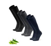 DANISH ENDURANCE Knee-High Bamboo Dress Socks, Over The Calf, Super Soft, Men & Women, 3 Pack, Multicolour (1x Black, 1x Grey, 1x Navy), 6-8