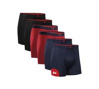 DANISH ENDURANCE Men's Bamboo Boxers, Comfortable, Breathable Underwear, Tagless, Optional Open Fly, 6 Pack, Multicolour (2x Black, 2x Red, 2x Navy Blue), XXL