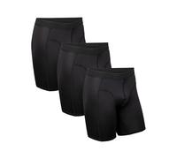 DANISH ENDURANCE Mens Boxers, Anti Chafing, Long Leg or Regular, Sports Underwear Men, Running Boxers, 3 Pack, Black Longer Legs, Medium