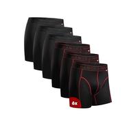 DANISH ENDURANCE Mens Boxers, Anti Chafing, Long Leg or Regular, Sports Underwear Men, Running Boxers, 6 Pack, Multicolor (3x Black, 3x Black/Red Seams), Medium