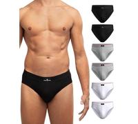 DANISH ENDURANCE Mens Briefs, Underwear Man, Soft Cotton Underpants, Y Fronts for Men, Multipack, 6 Pack, Multicolour (2x Black, 2x Grey, 2x White), M