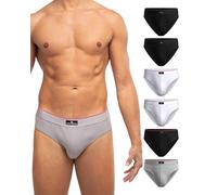 DANISH ENDURANCE Mens Briefs, Underwear Man, Soft Cotton Underpants, Y Fronts for Men, Multipack, 6 Pack, Multicolour (2xblack, 2xwhite/Red, 1xblack/Red, 1xgrey), 4XL