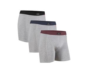 DANISH ENDURANCE Mens Underwear Trunks, Soft Cotton Boxers for Men, Mens Boxer Shorts, 3 Pack, Multicolor (1x Grey/Black, 1x Grey/Navy Blue, 1x Grey/Bordeaux), M