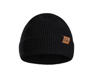 DANISH ENDURANCE Merino Wool Beanie Hat, Warm Fleece Lining, Thermal Winter Hats, Knit Wooly Hat, Fisherman Beanie, for Men and Women, Unisex, Black, One Size