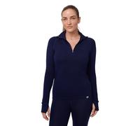DANISH ENDURANCE Merino Wool Half-Zip Thermal Tops Womens, Thermal Long Sleeve Base Layer Top for Winter, Dark Navy, XL