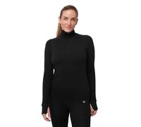 DANISH ENDURANCE Merino Wool Half-Zip Thermal Tops Womens, Thermal Long Sleeve Base Layer Top for Winter, Black, L