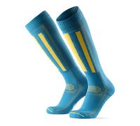 DANISH ENDURANCE Merino Wool Ski Socks, Cushioned Ski & Snowboard Socks, Thermal Knee-High Winter Socks, Unisex, Blue/Yellow, 6-8