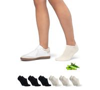 DANISH ENDURANCE No Show Bamboo Socks, Low Cut Trainer Socks, Invisible, for Men and Women, Unisex, 6 Pack, Multicolor (3xBlack, 3xOffwhite), 3-5