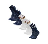 DANISH ENDURANCE Performance Cycling Socks, Cushioned Road Cycling Socks, for Men & Women, 3 or 5 Pack, MC (2xNavy, 2xWhite/Stripes, 1xNavy/Stripes) - 5-packs, 9-12