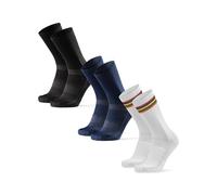 DANISH ENDURANCE Performance Cycling Socks, Cushioned Road Cycling Socks, for Men & Women, 3 or 5 Pack, Multicolour: 1 x Stripes, 1 x Black, 1 x Blue, 9-12