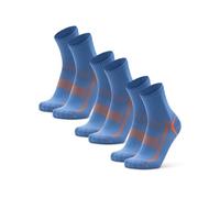 DANISH ENDURANCE Performance Running Socks, Anti Blister Quarter Sports Socks for Gym & Workouts, 5 Pack, Blue/Orange, 6-8