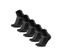 DANISH ENDURANCE Performance Running Socks for Long Distances, Cushioned Quarter Length, unisex, 3 or 5 Pack, Black/Grey 5-pack, 9-12