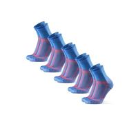 DANISH ENDURANCE Performance Running Socks for Long Distances, Cushioned Quarter Length, unisex, 3 or 5 Pack, Blue 5-pack, 6-8