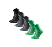 DANISH ENDURANCE Performance Running Socks for Long Distances, Cushioned Quarter Length, unisex, 3 or 5 Pack, Multicolour (1x Black/Grey, 2x Grey/Black, 2x Green), 3-5