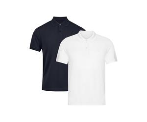 DANISH ENDURANCE Polo Shirts for Men Adult, Organic Cotton Polo Shirt, Short Sleeve, 1 or 2 Pack, Multicolour (1x White, 1x Navy), XXL