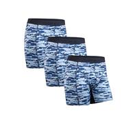 DANISH ENDURANCE Running Boxers Men, Anti Chafing Underwear, Long Leg or Regular, Sports Boxers, 3 Pack, Blue Camouflage, M