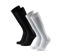DANISH ENDURANCE Running Compression Socks, Flight Socks, 21-26mmHg, for Men & Women, Unisex, 1&2 pack, Multicolour: Black, White,6-8