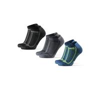 DANISH ENDURANCE Running Socks For Long Distances, Ankle Sports Socks, Cushioned & Breathable, 3 pack, Multicolour (1x Black/Grey, 1x Blue/Yellow, 1x Grey/Black), 9-12