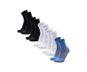 DANISH ENDURANCE Running Socks Precision-Fit, Lightweight, for Men & Women, Unisex, 3 & 5 Pack, Multicolour: 1 x Blue/Orange, 2 x Black, 2 x White, 9-12
