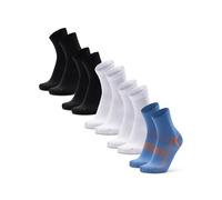 DANISH ENDURANCE Running Socks Precision-Fit, Lightweight, for Men & Women, Unisex, 3 or 5 Pack, Multicolour: 1 x Blue/Orange, 2 x Black, 2 x White, 9-12