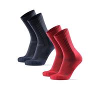 DANISH ENDURANCE Terrain Expert Pro Hiking Socks, Merino Wool, Maximum Protection, Men & Women, Unisex, 2 Pack, Multicolor (1xNavy Blue, 1xRed), 6-8
