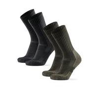 DANISH ENDURANCE Terrain Expert Pro Hiking Socks, Merino Wool, Maximum Protection, Men & Women, Unisex, 2 Pack, Multicolor (1x Black/Grey, 1x Dark Green), 43-47