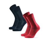 DANISH ENDURANCE Terrain Expert Pro Hiking Socks, Merino Wool, Maximum Protection, Men & Women, Unisex, 2 Pack, Multicolor (1xNavy Blue, 1xRed), 3-5