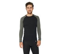 DANISH ENDURANCE Thermal Top for Men, Merino Wool Base Layer Men with Optional Zipper, Warm Thermal Underwear, Black/Dark Grey, L
