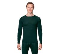 DANISH ENDURANCE Thermal Top for Men, Merino Wool Base Layer Men with Optional Zipper, Warm Thermal Underwear, Dark Green, L