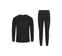 DANISH ENDURANCE Thermal Underwear Mens & Womens, Base Layer Set, Recycled, Long Johns and Long Sleeve Top, Bottom & Top, Unisex, Black/Blue, L
