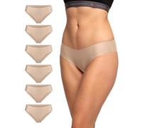 DANISH ENDURANCE Women's Invisible Bikini Panties, Sport Knickers, No-Show Underwear, 6 Pack, Beige, M