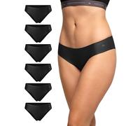 DANISH ENDURANCE Women's Invisible Bikini Panties, Sport Knickers, No-Show Underwear, 6 Pack, Black, L