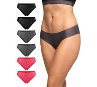 DANISH ENDURANCE Women's Invisible Bikini Panties, Sport Knickers, No-Show Underwear, 6 Pack, Multicolour (2x Black, 2x Grey, 2x Pink), XS