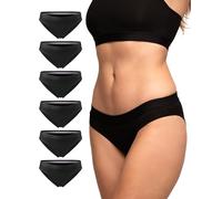 DANISH ENDURANCE Women's Knickers, Organic Cotton Underwear, Panties, Soft Ladies Pants, Comfortable Bikini Briefs, For Daily Wear, 3 or 6 Pack, Black, S